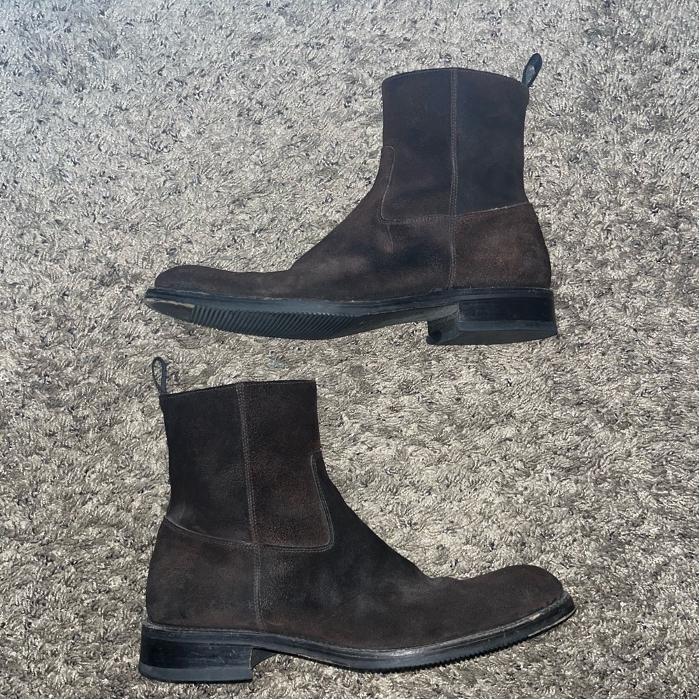 To Boot New York Dark Brown Wax Suede Leather Boots